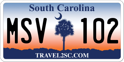 SC license plate MSV102