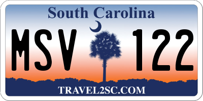 SC license plate MSV122