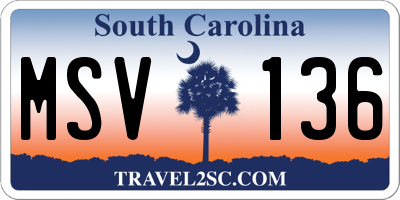 SC license plate MSV136