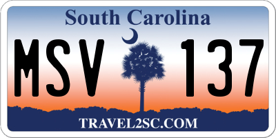 SC license plate MSV137