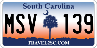 SC license plate MSV139
