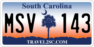 SC license plate MSV143