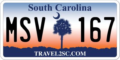 SC license plate MSV167