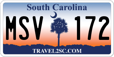 SC license plate MSV172