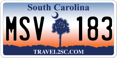 SC license plate MSV183