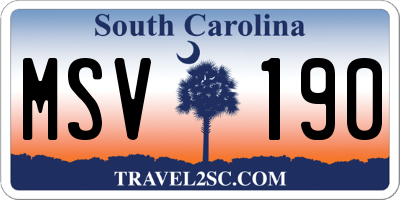 SC license plate MSV190