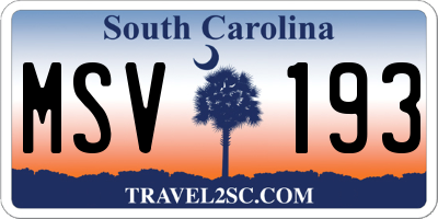 SC license plate MSV193