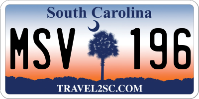 SC license plate MSV196