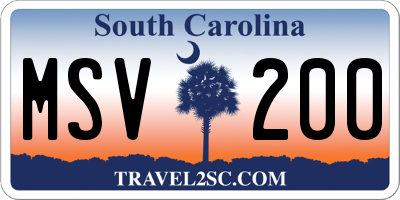 SC license plate MSV200