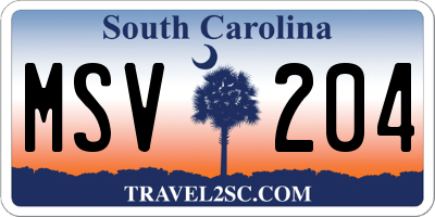 SC license plate MSV204