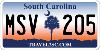 SC license plate MSV205
