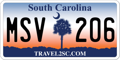 SC license plate MSV206