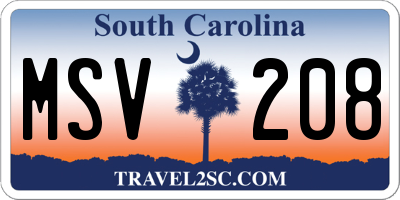 SC license plate MSV208