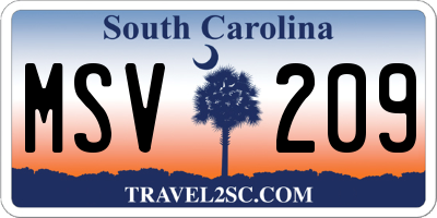 SC license plate MSV209