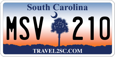 SC license plate MSV210