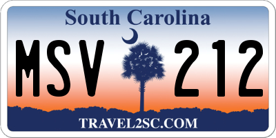 SC license plate MSV212