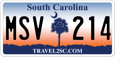 SC license plate MSV214