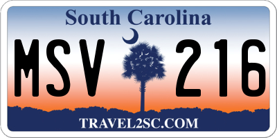 SC license plate MSV216