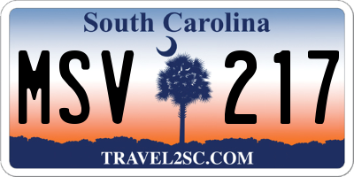 SC license plate MSV217