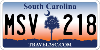 SC license plate MSV218