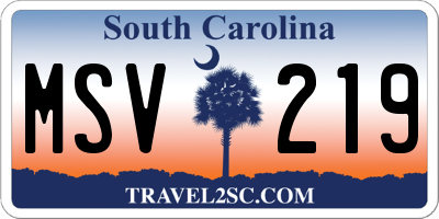 SC license plate MSV219