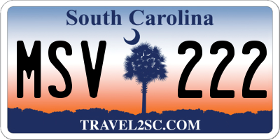 SC license plate MSV222