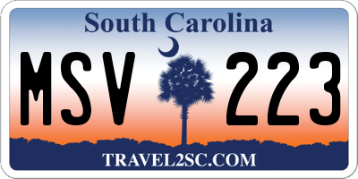 SC license plate MSV223