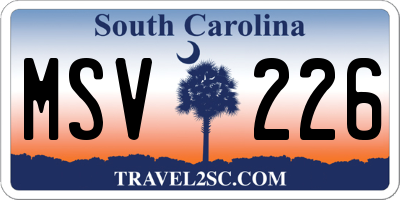 SC license plate MSV226