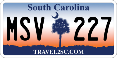 SC license plate MSV227