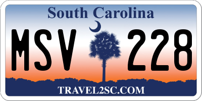 SC license plate MSV228