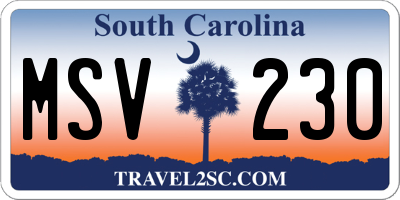 SC license plate MSV230