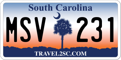 SC license plate MSV231
