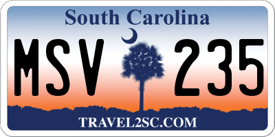 SC license plate MSV235