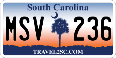 SC license plate MSV236