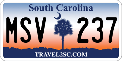 SC license plate MSV237