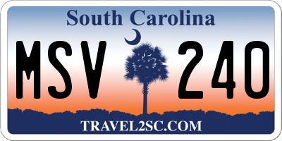 SC license plate MSV240