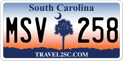 SC license plate MSV258