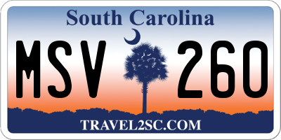 SC license plate MSV260
