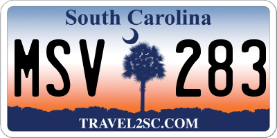 SC license plate MSV283