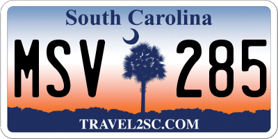 SC license plate MSV285