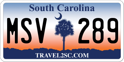 SC license plate MSV289