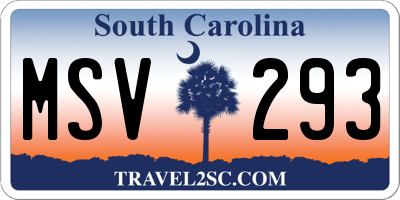 SC license plate MSV293