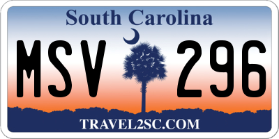 SC license plate MSV296