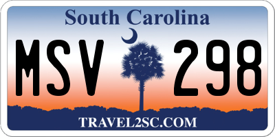 SC license plate MSV298