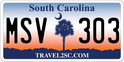 SC license plate MSV303