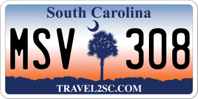 SC license plate MSV308