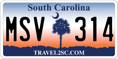SC license plate MSV314