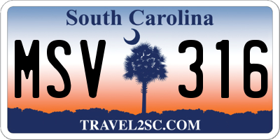 SC license plate MSV316