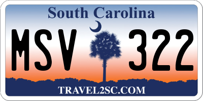 SC license plate MSV322