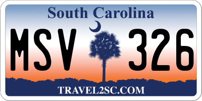 SC license plate MSV326